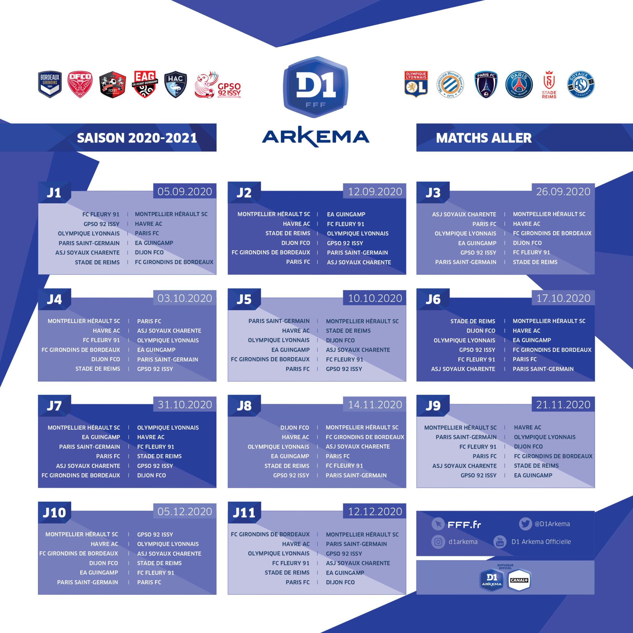 Le calendrier de D1 Arkema dévoilé Paris FC