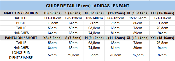 GUIDE DE TAILLE