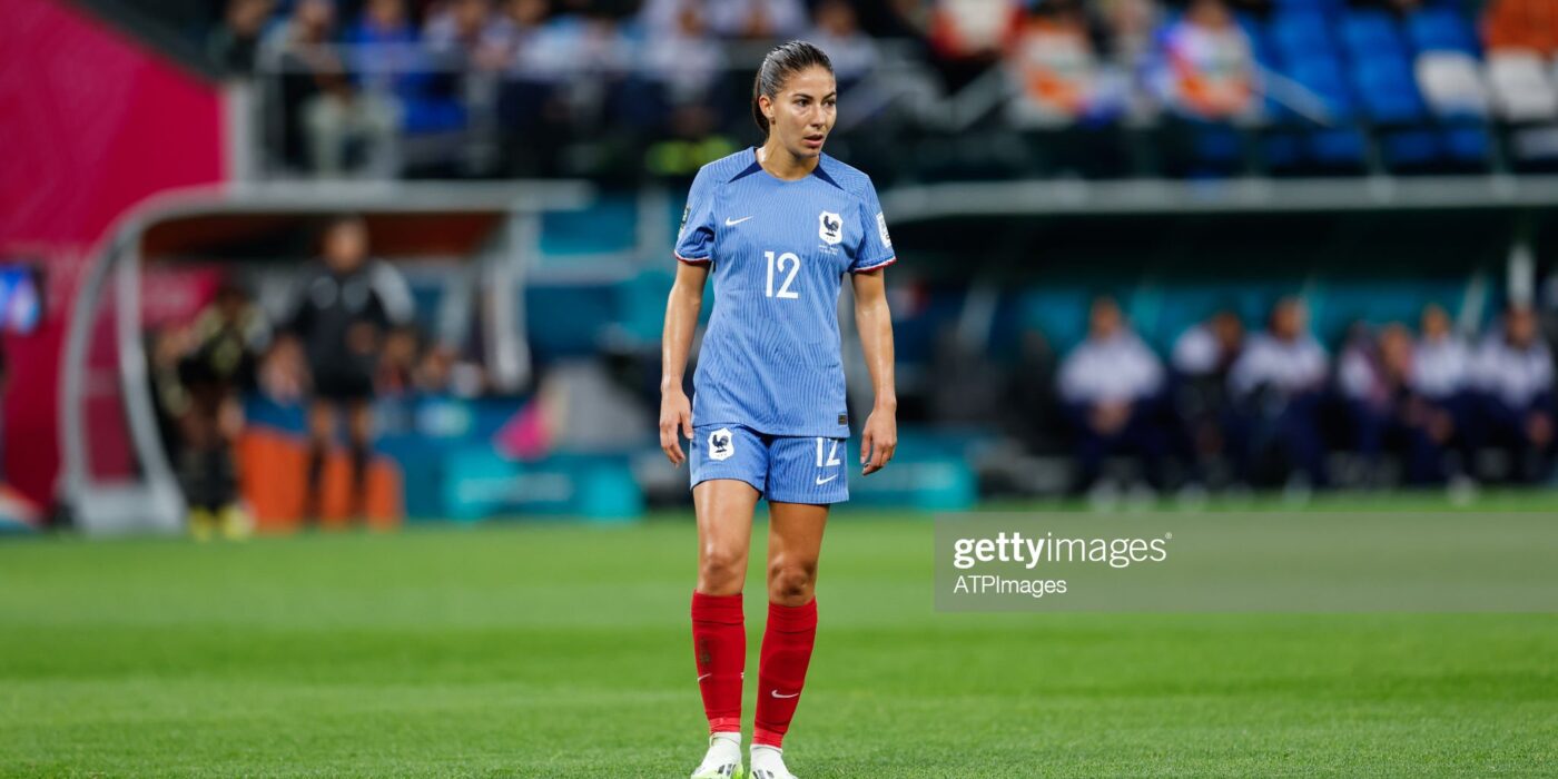 SYDNEY, AUSTRALIA - JULY 23: Clara Mateo of France in action during the FIFA Women's World Cup Australia & New Zealand 2023 match between France and Jamaica at Sydney Football Stadium on July 23, 2023 in Sydney, Australia. (Photo by Norvik Alaverdian ATPImages/Getty Images)